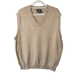 Ashworth Men's Beige V-Neck Golf Knit Sweater Vest Size L Mercerized Cotton
